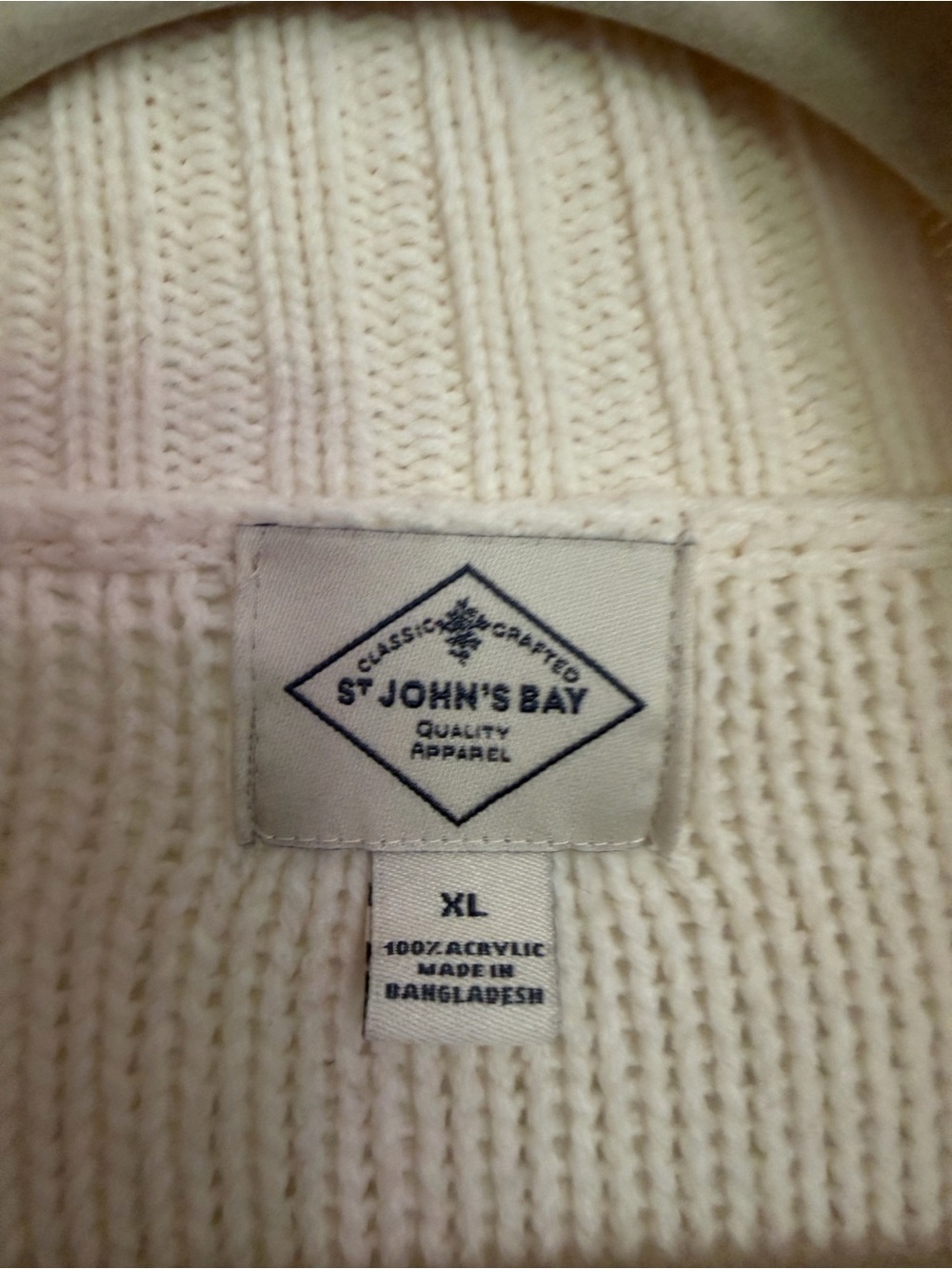 St. John's Bay Cream Cable-Knit Shawl Collar Cardigan size XL - Picture 4 of 9
